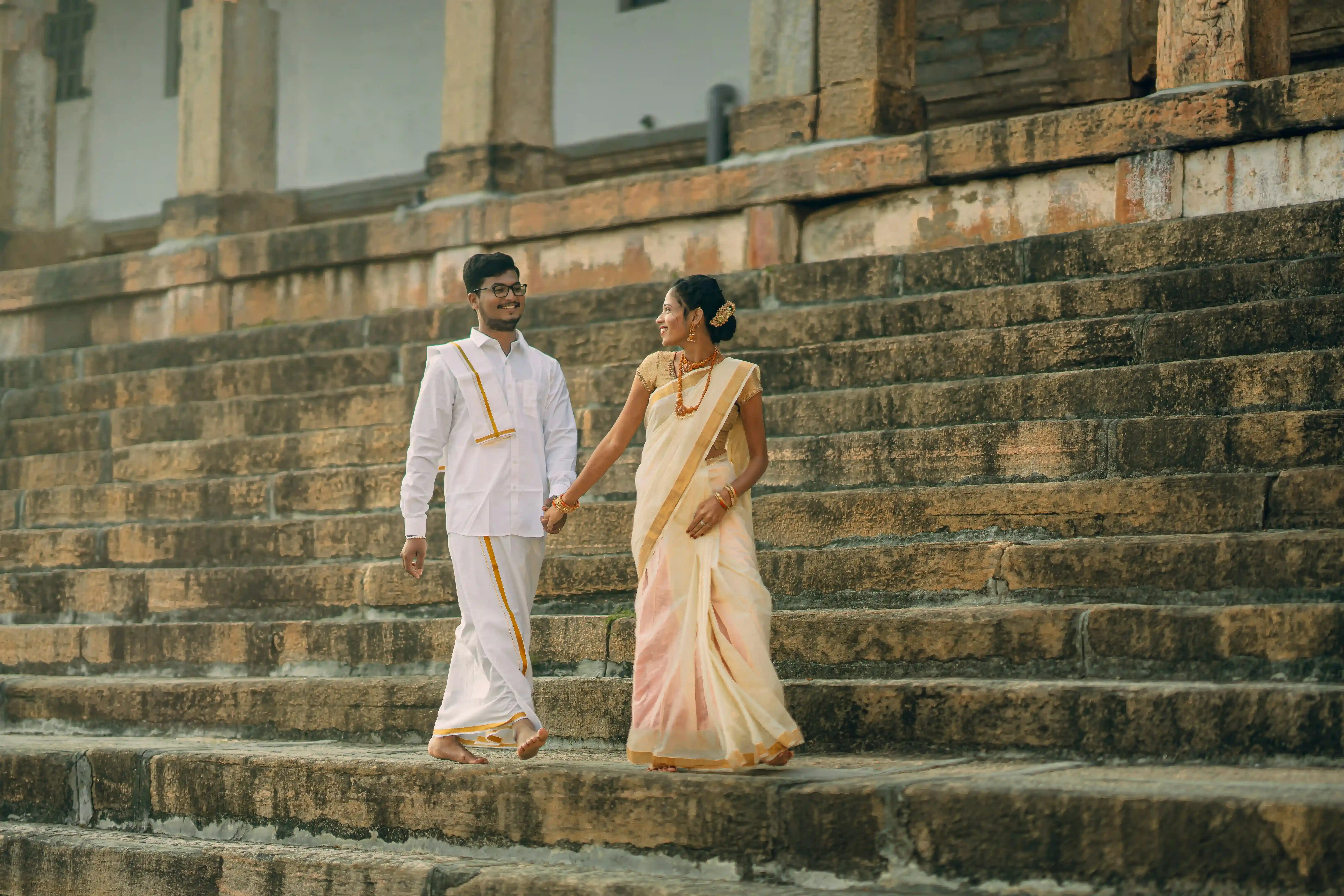 Couple enjoying a peaceful spiritual retreat in India